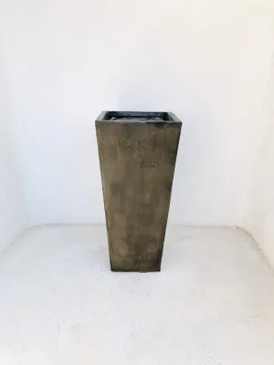 Square Slim Pot Medium Weathered Brown Finish - H702mm - 26kg