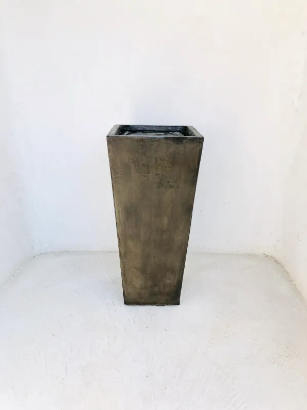 Square Slim Pot Medium Weathered Brown Finish - H702mm - 26kg