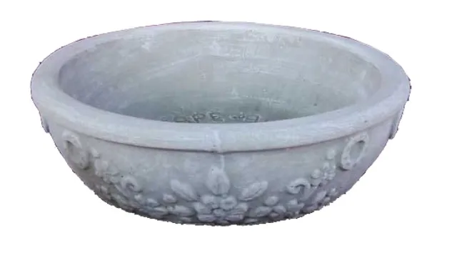 Round Flower Bowl Whitewash Finish - H160mm - 16kg