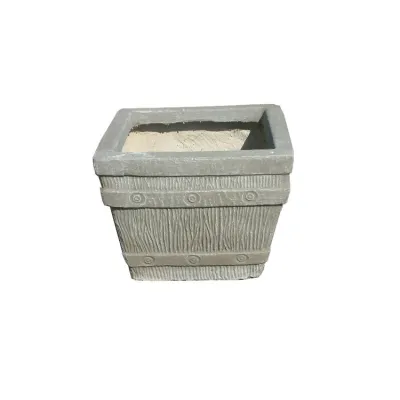 Square Sleeper Pot Large Whitewash Finish - L600mm x H500mm - 41kg