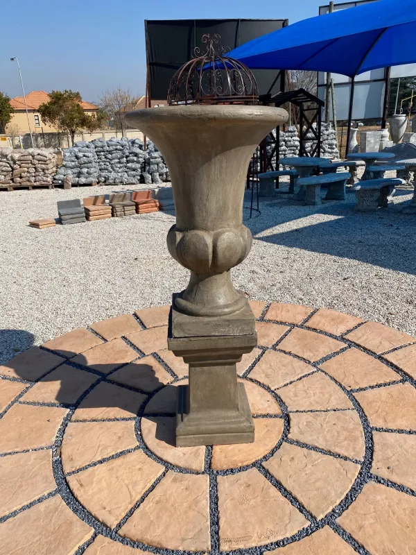 Joshua Urn Medium on Square Weathered Grey Finish Complete -   H1.4m x W670mm  - 99kg