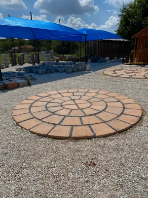 Circle Small Paver Complete Soft Tan Finish 4 Rows 56 tiles 3.1m with 40mm gaps. R46 each.