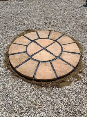 Circle Small Paver 2 Rows Soft Tan Finish 16 tiles 1.6m with 30mm gaps. R46 each.