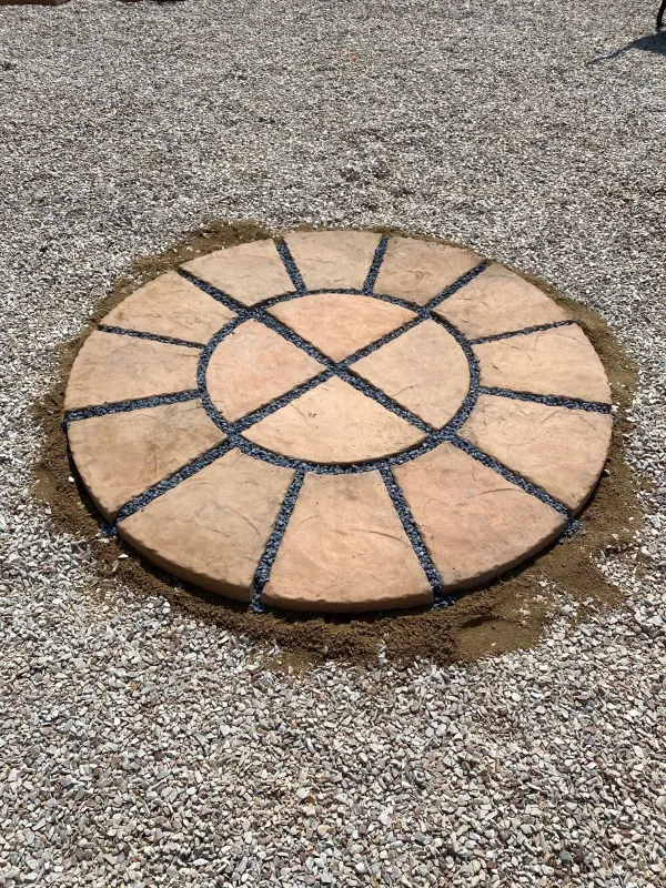 Circle Small Paver 2 Rows Soft Tan Finish 16 tiles 1.6m with 30mm gaps. R46 each.