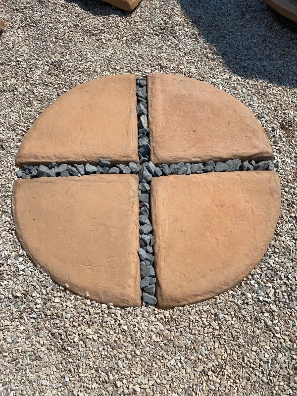 Circle Large Paver Centrepiece Soft Tan Finish 4 tiles  1.2m with 70mm gaps