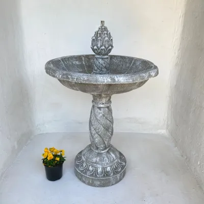 One Tier Acorn Fountain Whitewash Finish Medium - H800mm x W490mm - with Tubing excluding pump - 33kg
