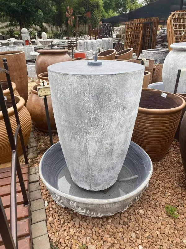Bergmann's Fountain In Bowl Whitewash Finish - H1410mm (Excluding Pump)