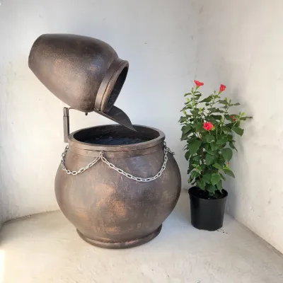 Africana Jeanne Fountain Large Mecca Brown Finish with Steel &amp; Chain - H1100mm x W730mm - 57kg (Excluding Pump)