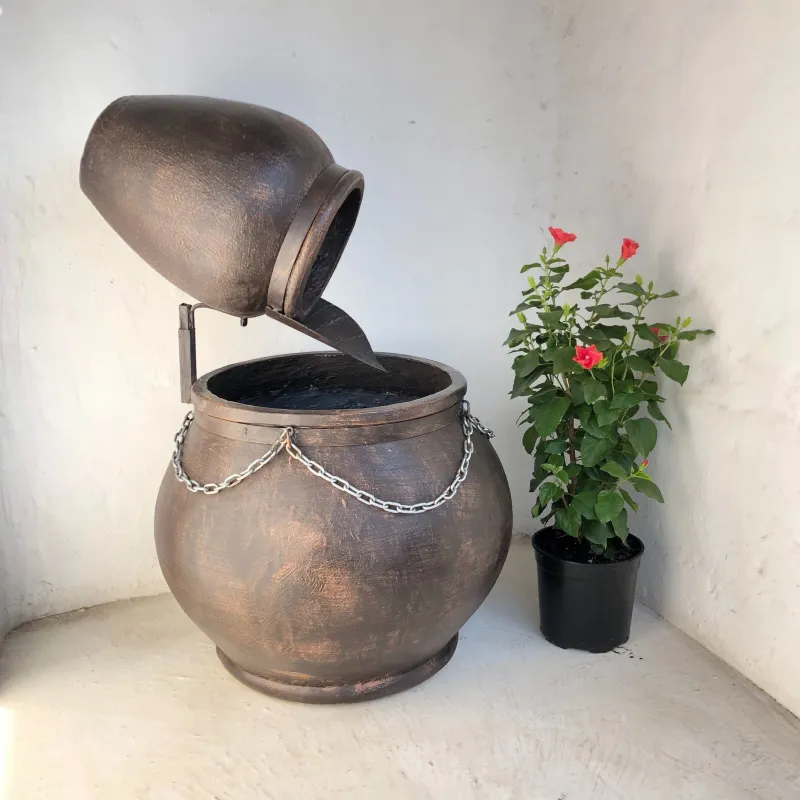 Africana Jeanne Fountain Large Mecca Brown Finish with Steel &amp; Chain - H1100mm x W730mm - 57kg (Excluding Pump)