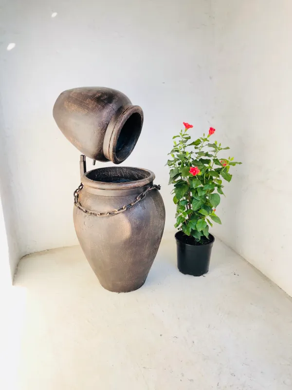 Turkish Jar Double Fountain Steel and Chain Mecca Brown Finish -  H1070mm x W520mm - 46kg (Excluding Pump)