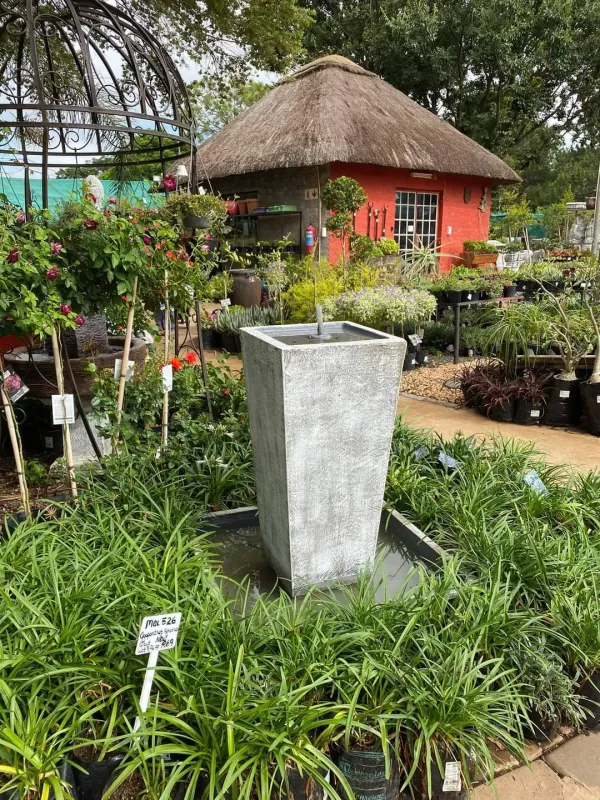 Square Slim Pot Lid Fountain Large Whitewash Finish - H900mm (Excluding Pump)