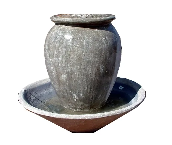 Sebastian Lid Fountain Whitewash Finish With Large Bowl - H1000mm x W1203mm - with Tubing (Excluding Pump)
