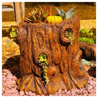 Upright Log Planter Honeyclay Finish - L600mm x W480mm x H460mm - 26kg