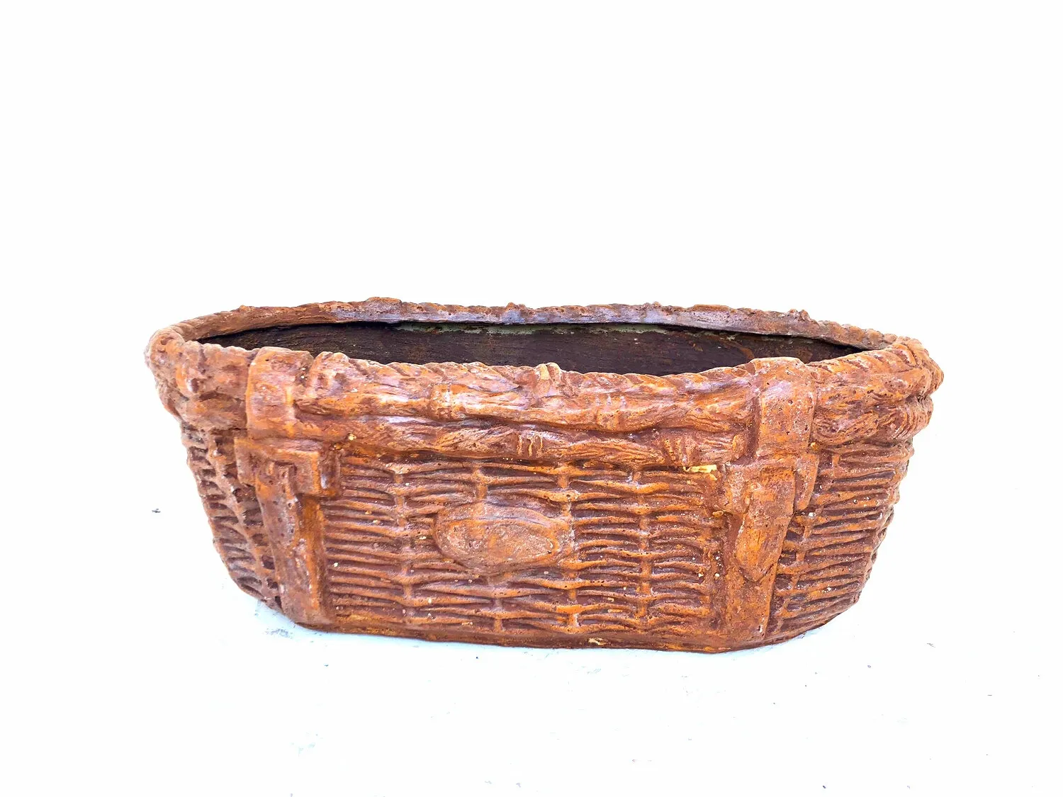 Woven Basin Planter Honeyclay Finish - L800mm x H450mm x W270mm - 20kg