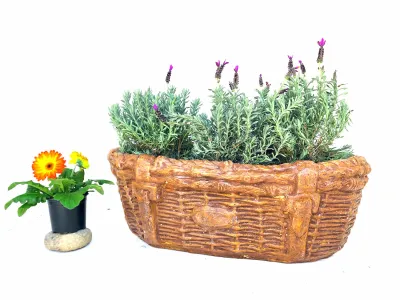 Woven Basin Planter Honeyclay Finish - L800mm x H450mm x W270mm - 20kg