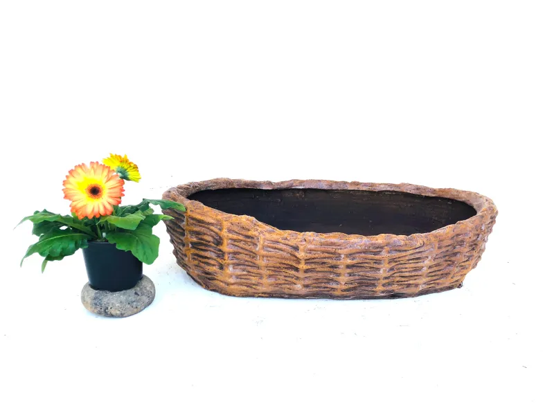 Small Woven Planter Honeyclay Finish - L550mm x W350mm x H120mm - 10kg