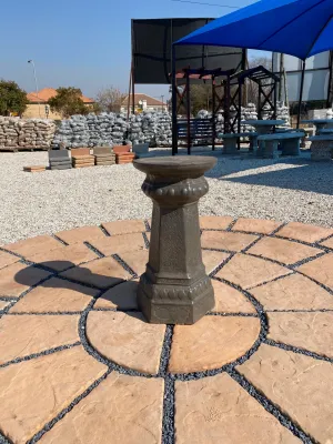 Hex Pedestal Weathered Grey Finish - H660mm x W340mm - 62kg