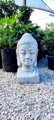 Buddha Head Whitewash Finish - H500mm - 13kg