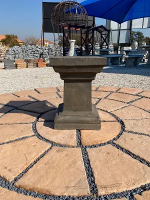 Square Pedestal X-Large Weathered Grey Finish - H565mm x W Top400mm x W Foot380mm - 44Kg