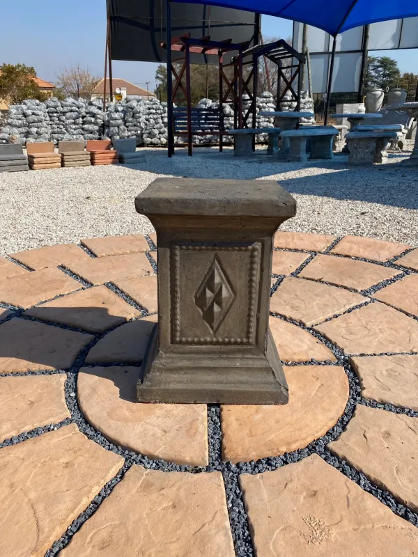 Diamond Square Pedestal Weathered Grey Finish H505mm x W340mm 86kg