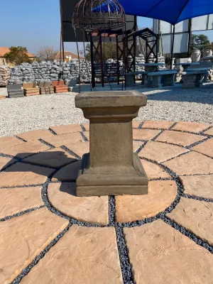Square Pedestal Large Weathered Grey Finish - H510mm x W Top330mm x W Foot380mm - 35kg