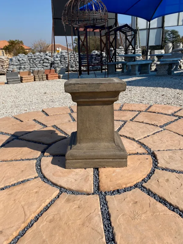 Square Pedestal Large Weathered Grey Finish - H510mm x W Top330mm x W Foot380mm - 35kg