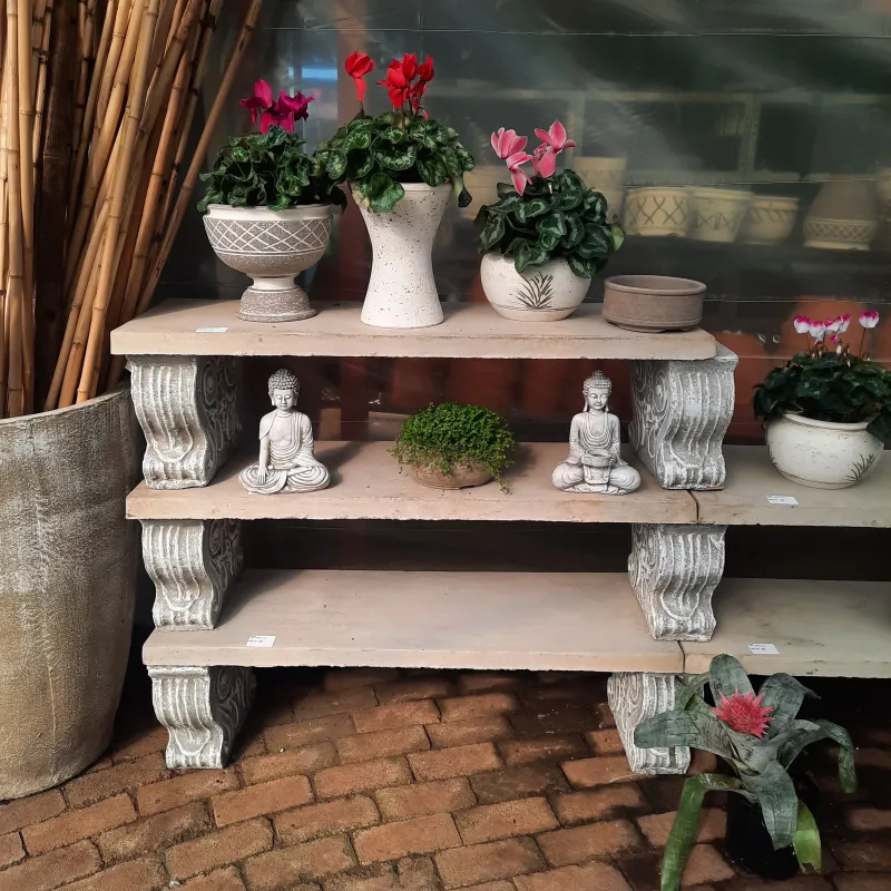 Scroll Concrete Shelf Cement and Whitewash Finish - L1200mm x H350mm x W395mm - 103kg