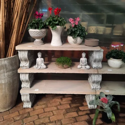 Scroll Concrete Shelf Cement and Whitewash Finish - L1200mm x H350mm x W395mm - 103kg