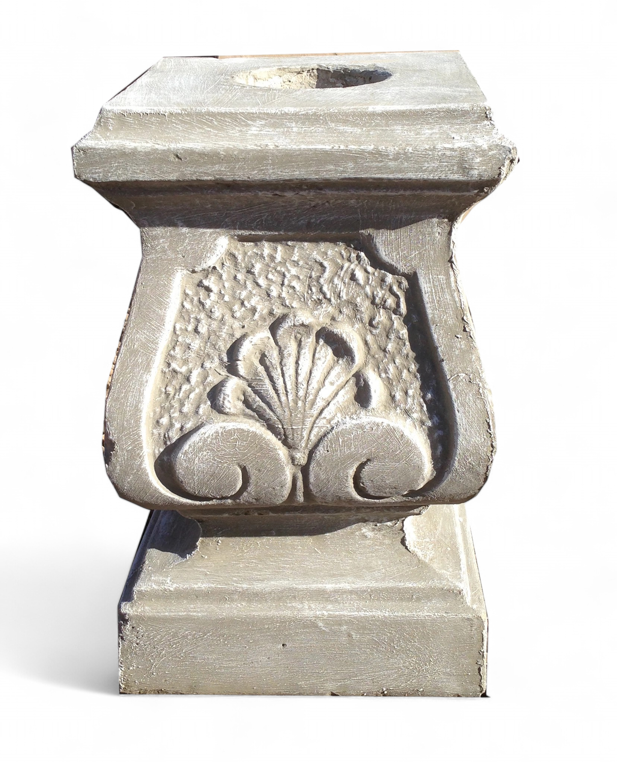 Floral Pedestal Whitewash Finish - H455mm x W280mm - 57kg