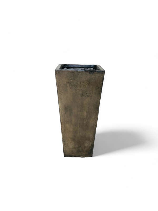 Square Slim Pot Medium Weathered Brown Finish - H702mm - 26kg