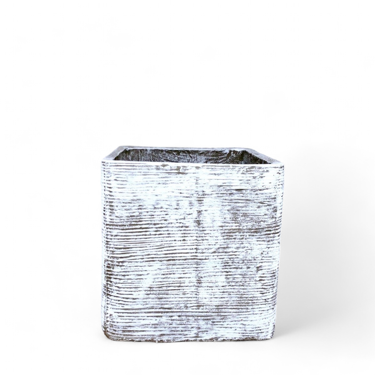 Braided Square Planter Large Whitewash Finish - H400mm x W400mm - 24kg