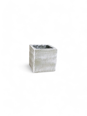 Ondela Square Pot Small Whitewash Finish - H200mm x L200mm x W200mm - 6kg
