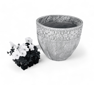Atlas Pot Large Whitewash Finish - H360mm x W410mm - 15kg