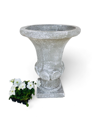 Joshua Urn Small Whitewash Finish - H700mm x W Top 520mm x W Base 280mm - 25kg