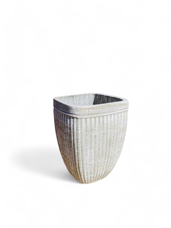 Square Stripe Pot Large Whitewash Finish - H540mm x W410mm - 24kg