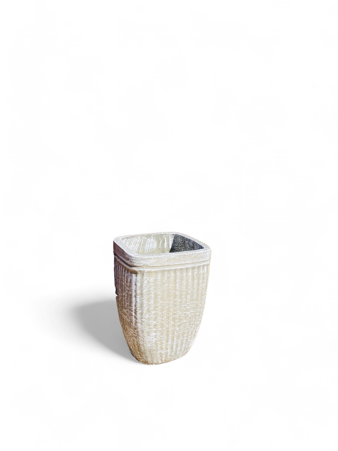 Square Stripe Pot Medium Whitewash Finish - H410mm x W305mm - 13kg