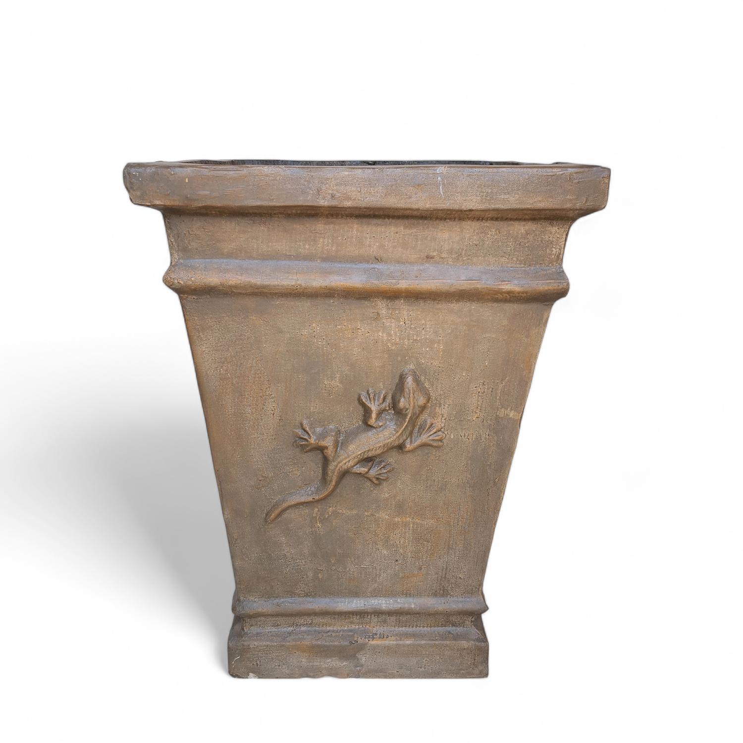 Gecko Square Pot Antique Amber Finish - H570mm x W410mm - 23kg