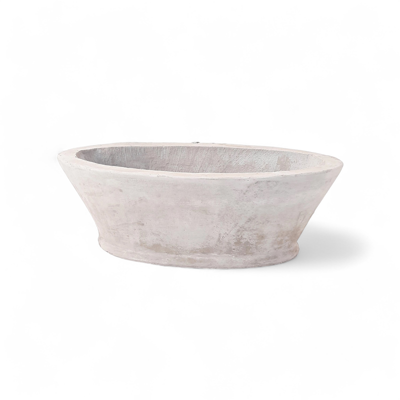Oval Flower Box Cement Finish - H220mm x W300mm x L585mm