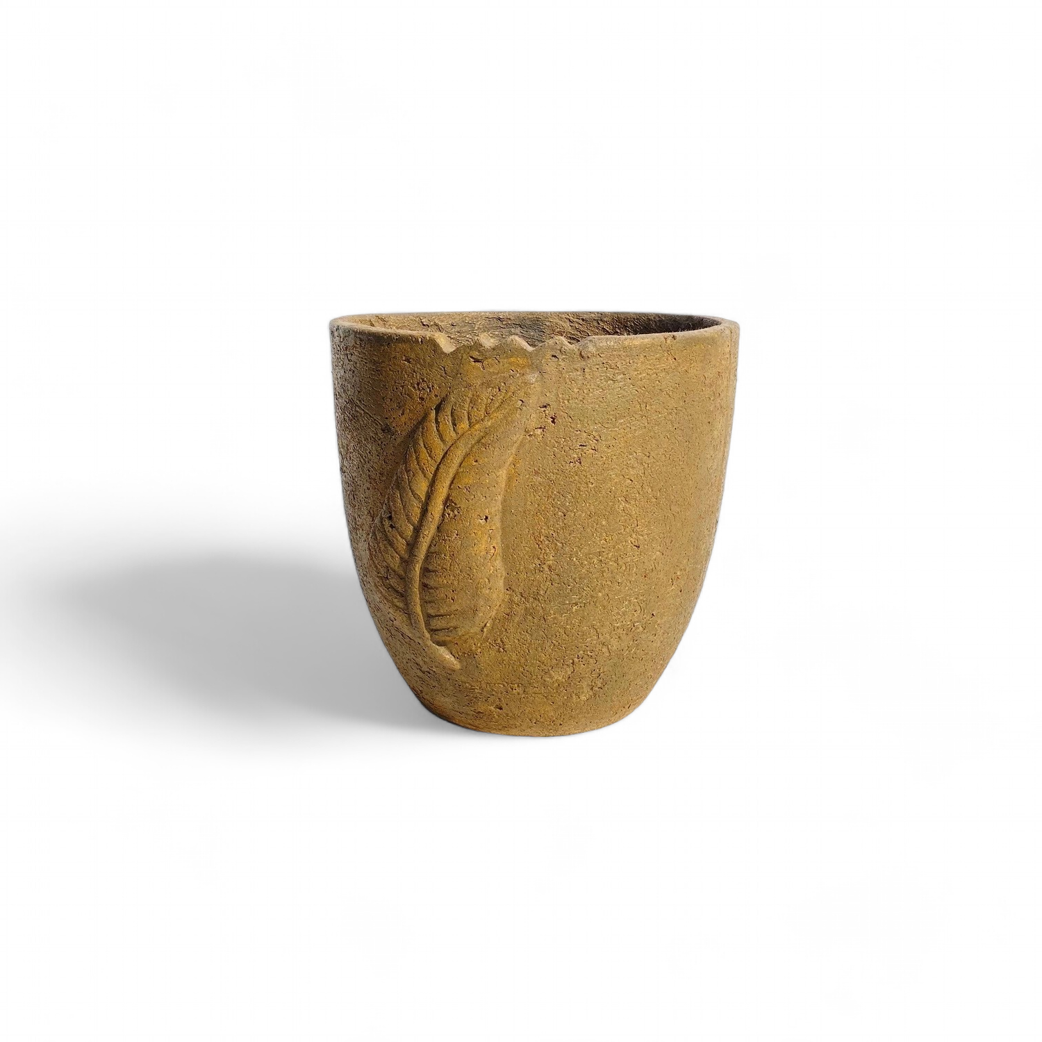 Zig Zag Leaf Pot Rustic Antique Amber Finish - H290mm x W275mm - 7.8kg