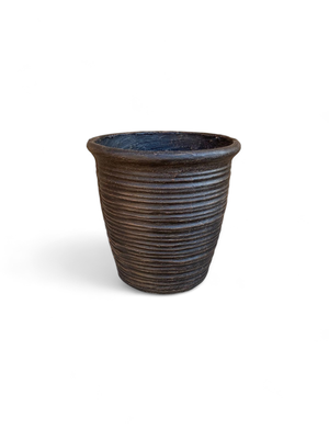Louvre Pot Medium Mecca Brown Finish - H320mm x W280mm - 8kg