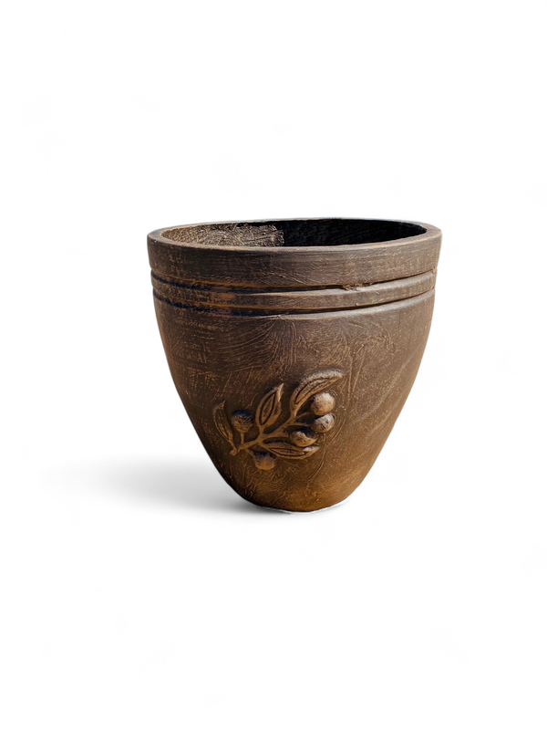 Olive Pot Large Mecca Brown Finish - H470mm - 20kg