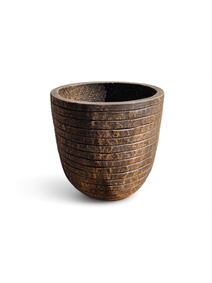 Hope Plant Pot Medium with Large Stripes Mecca Brown Finish - H350mm x W340mm - 11