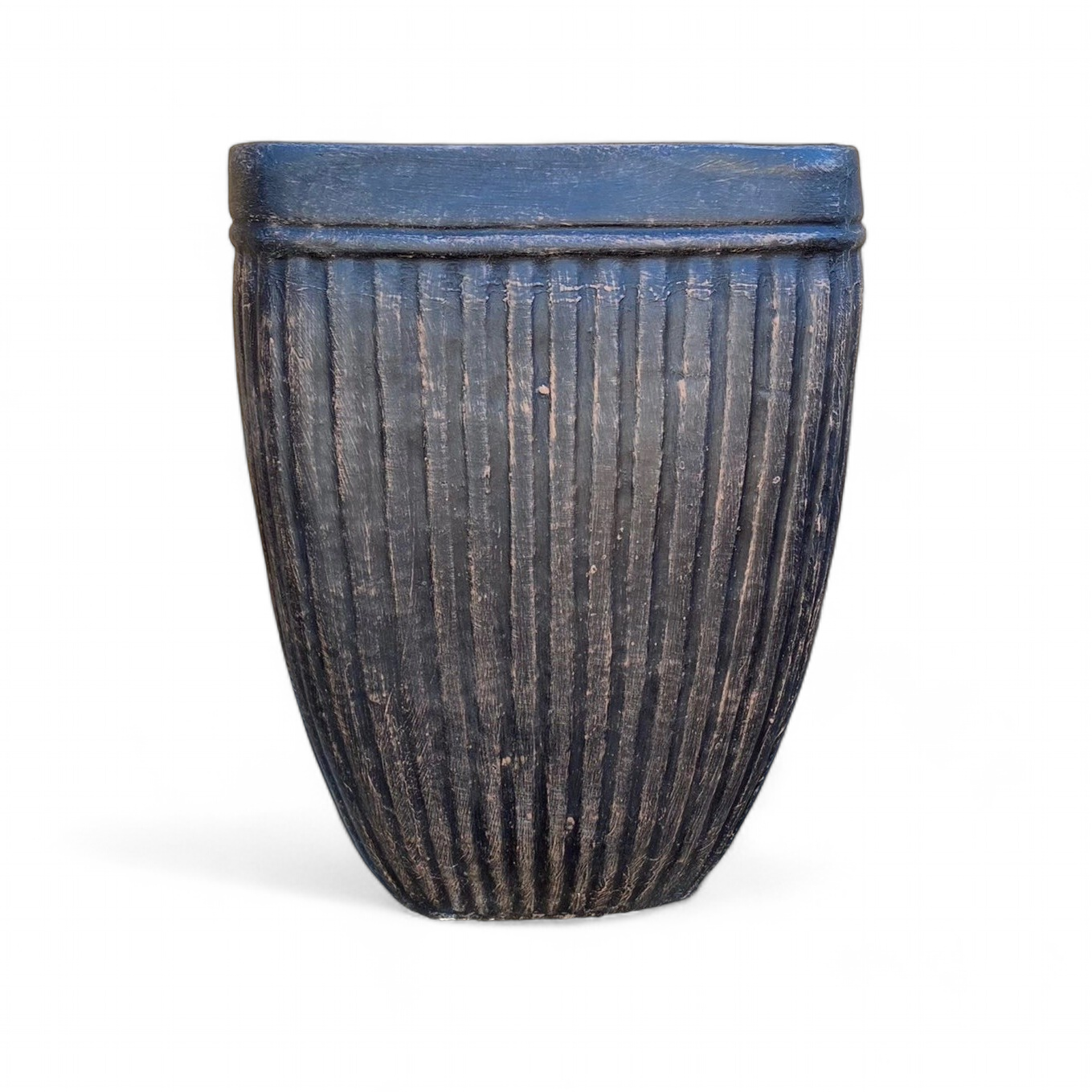 Square Stripe Pot Large Mecca Brown Finish - H540mm x W410mm - 24kg