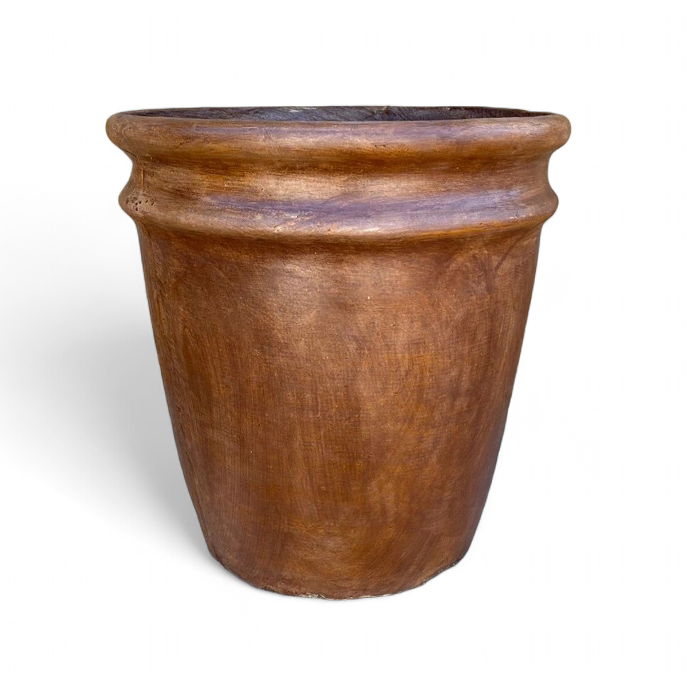 2 Ring Pot Large Brown Clay Finish - H470mm x W440mm - 18kg