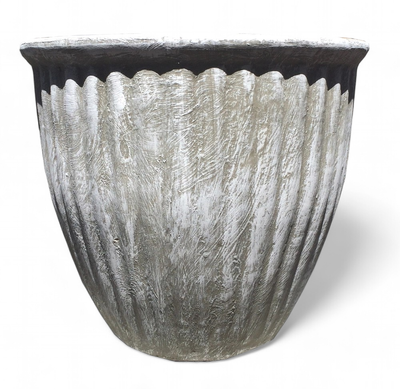 Stripe Pot Large Whitewash Finish - H410mm x W420mm - 15kg