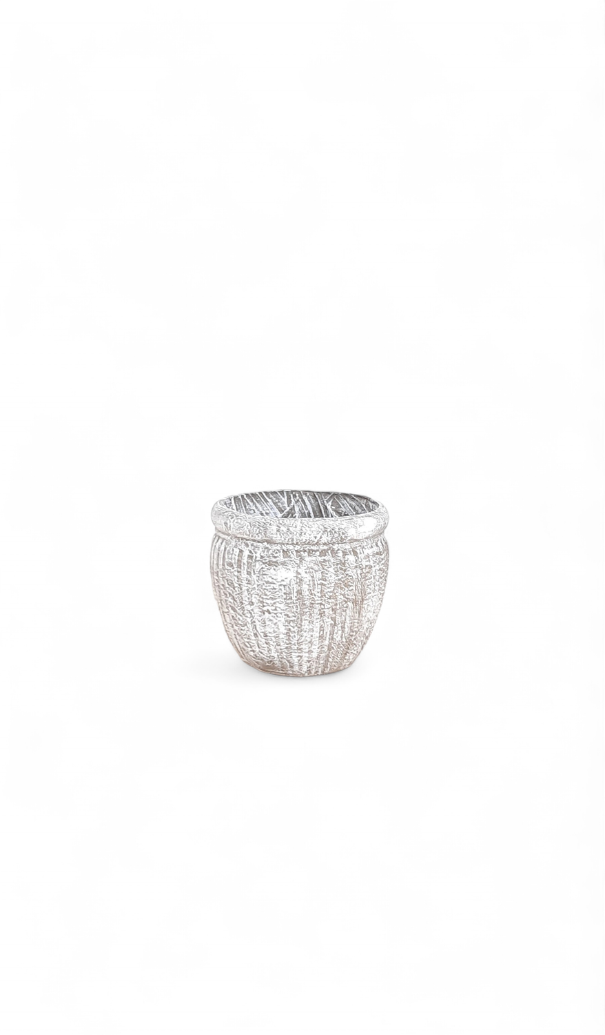 Round Wave Pot Medium Whitewash Finish - H280mm x W320mm - 7kg
