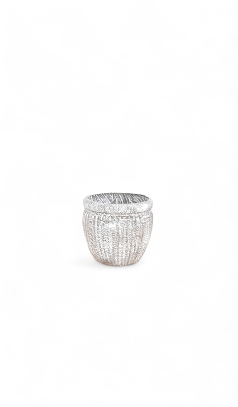 Round Wave Pot Large Whitewash Finish - H350mm x W390mm - 12kg