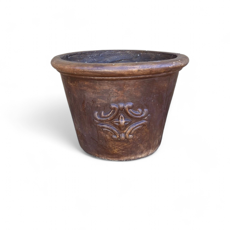 Adria Pot Medium Brown Clay Finish - H340mm x W480mm - 13kg