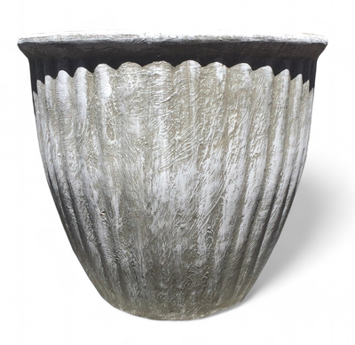 Stripe Pot Medium Whitewash Finish - H310mm x W330mm - 8kg