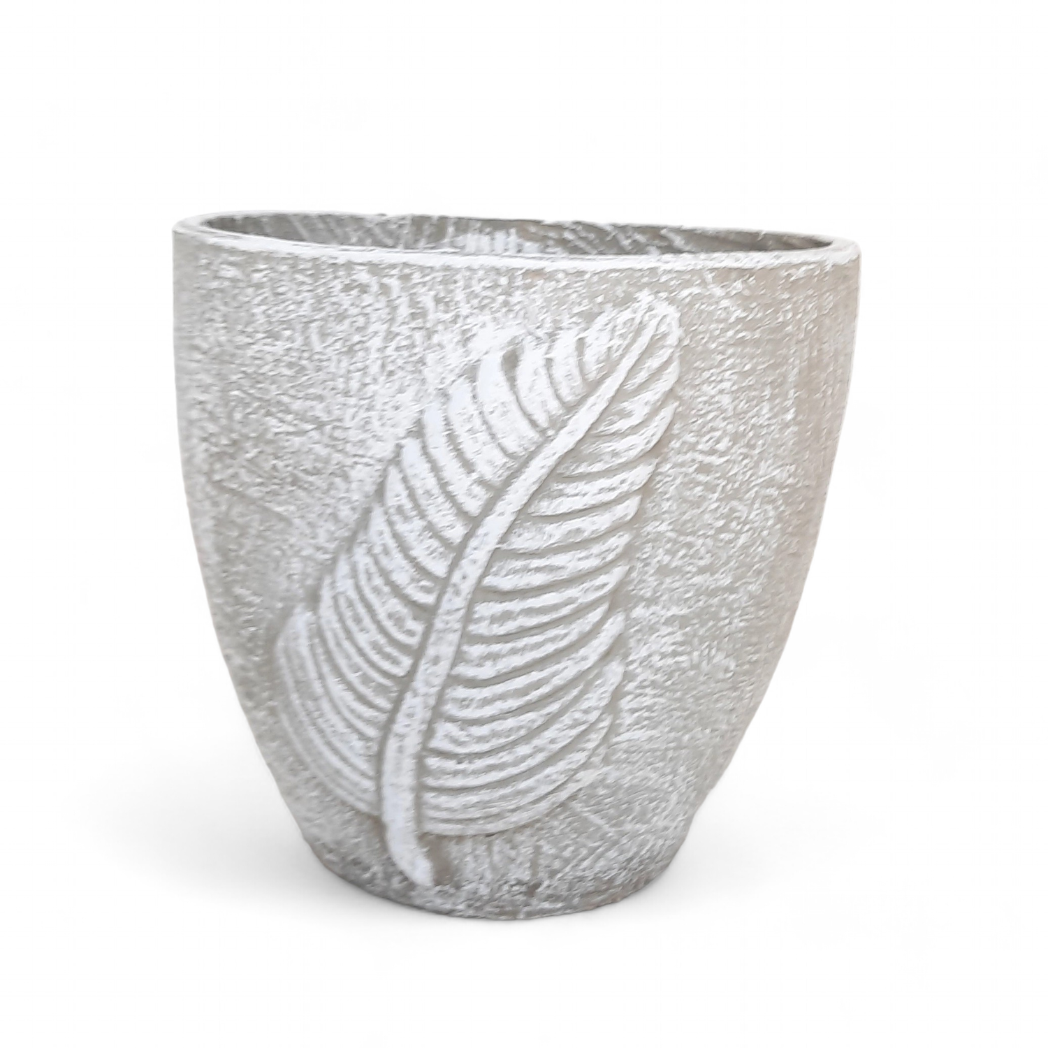 Blaar Pot Large Whitewash Finish - H375mm x W350mm - 11kg